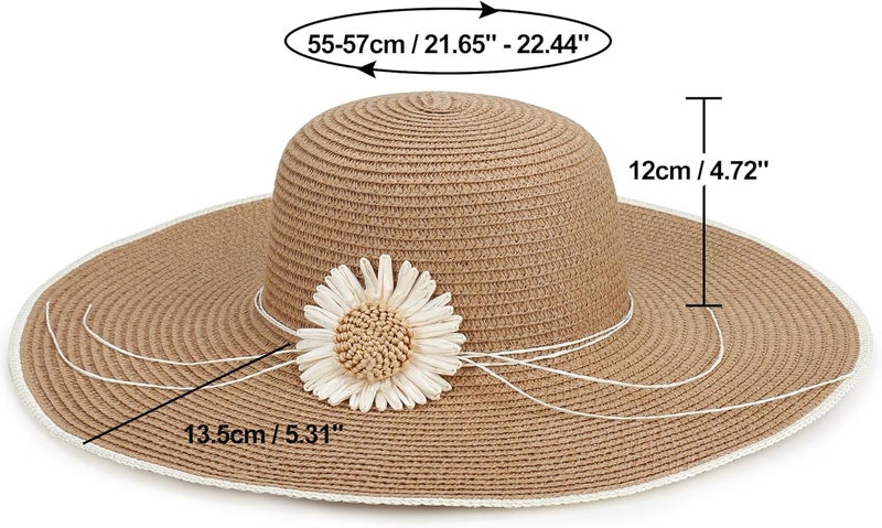 Naivlizer Women Wide Brim Sun Hat UPF50 Straw Summer Hat Floppy Beach Hat Roll-Up - Image 4